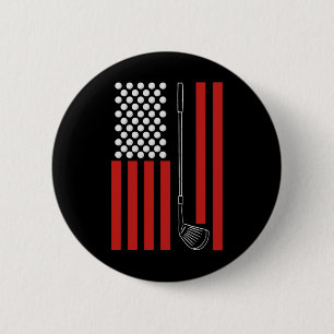 Retro American Flag Golf Gift For Golfer Funny Gol 2 Inch Round Button