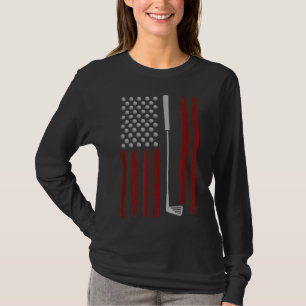 Retro American Flag Golf Gift for Golfer Funny Gol T-Shirt