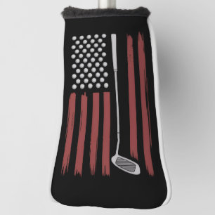 Retro American Flag Golf Golfer Funny Golf Club  Head Cover