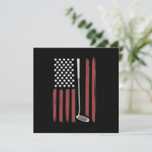 Retro American Flag Golf Golfer Funny Golf Club Invitation