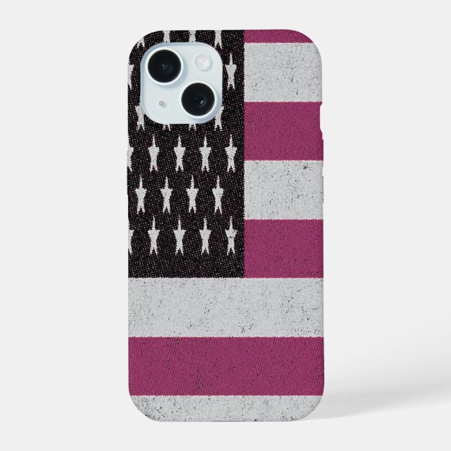 Retro American Flag  iPhone 15 Case (Back)