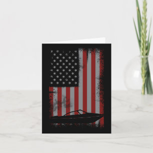 Retro American Flag Motor Boating Gift For Boater  Card