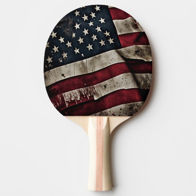 Retro American Flag Patriotic Ping Pong Paddle (Front)