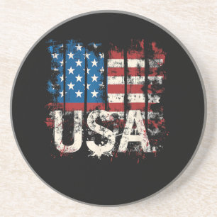 Retro American Flag USA 4th of July Coaster