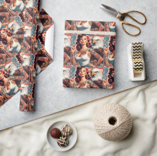 Retro American Girl Wrapping Paper