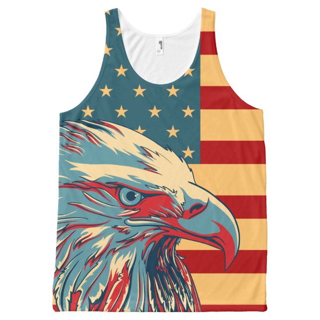 Retro American Patriotic Eagle Flag All-Over-Print Tank Top (Front)