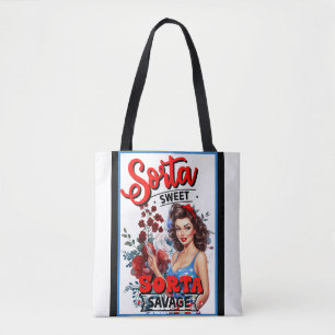 Retro American Pinup_ Sorta Sweet Sorta Savage Tote Bag