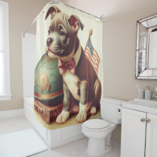 Retro American Pit Bull Terrier Painting