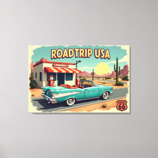 Retro American Road Trip Canvas Print