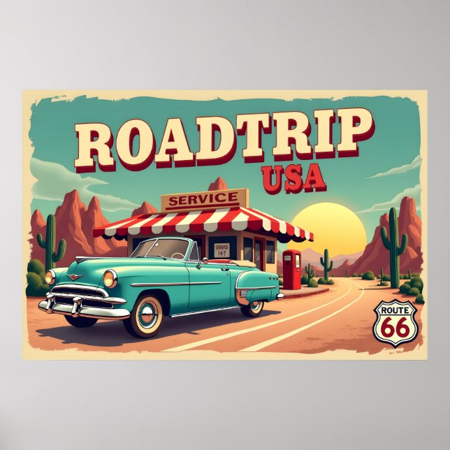 Retro American Road Trip Poster  (Front)