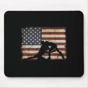 Retro American Wrestling Us Flag Wrestling Wrestle Mouse Pad