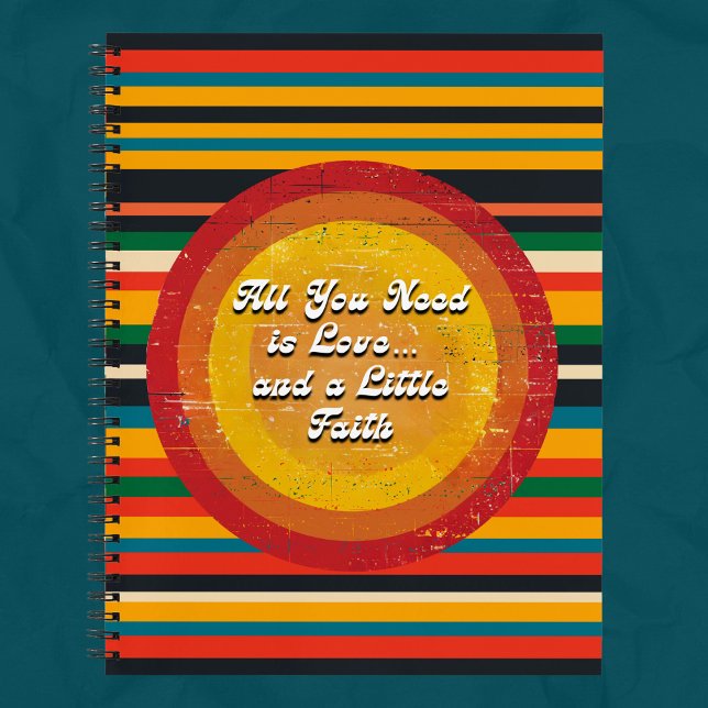Retro Amour & Foi Carnet personnalisé (Retro Love & Faith Personalized Notebook)