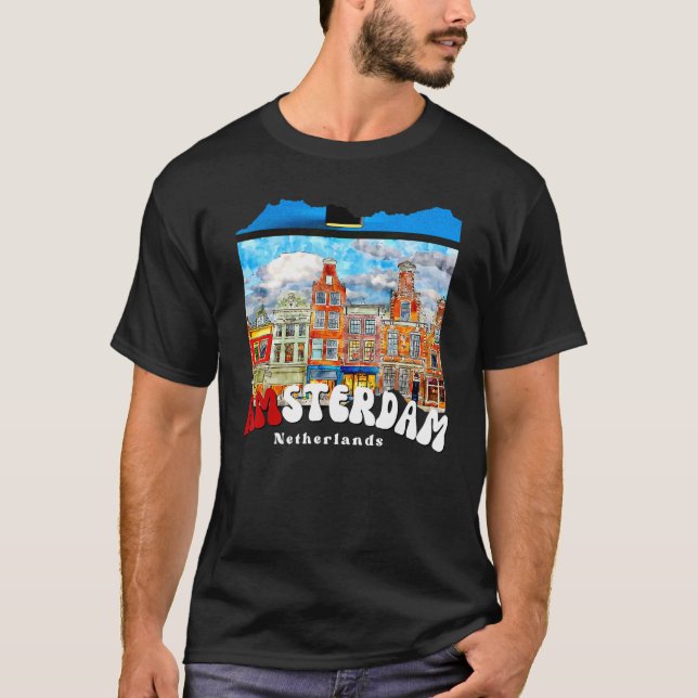 Retro Amsterdam Painting   Netherlands   Amsterdam T-Shirt (Front)