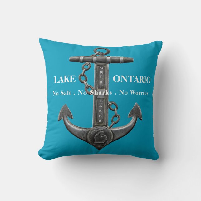 Retro anchor pirate nautical distressed Ontario  Throw Pillow (Front)