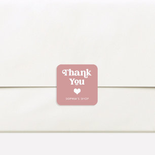 Retro and Boho   Dusty Rose Branding Thank You Square Sticker