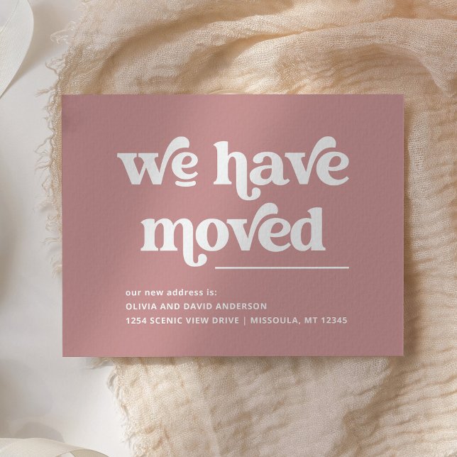 Retro and Boho | Dusty Rose Moving Announcement Postcard (A stylish, boho and retro moving announcement postcard)