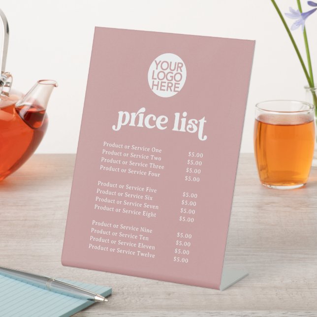 Retro and Boho | Services Price List and your Logo Pedestal Sign (In SItu)