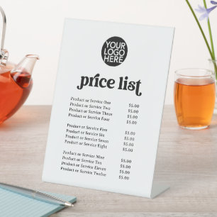 Retro and Boho   Services Price List and your Logo Pedestal Sign