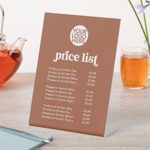 Retro and Boho Services Price List and your Logo Pedestal Sign