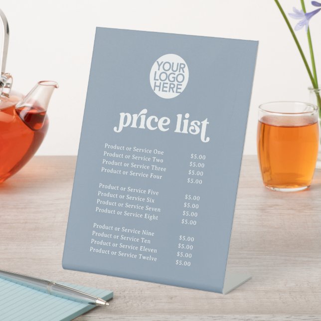 Retro and Boho | Services Price List and your Logo Pedestal Sign (In SItu)