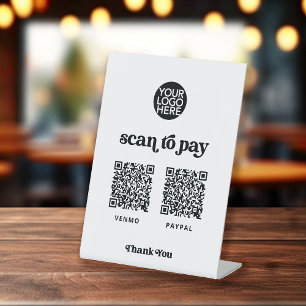 Retro and Boho   Two Ways to Pay Scannable QR Code Pedestal Sign