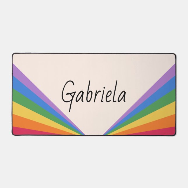 Retro and Minimalist Rainbow Typography  Desk Mat (Front)