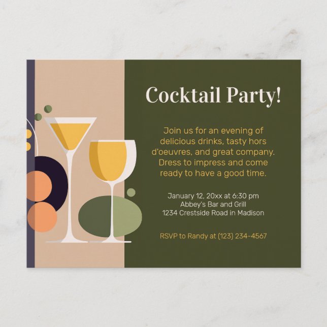  Retro and modern cocktail party invitation (Front)
