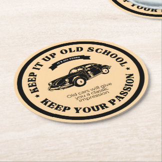 Retro and vintage classic car round paper coaster