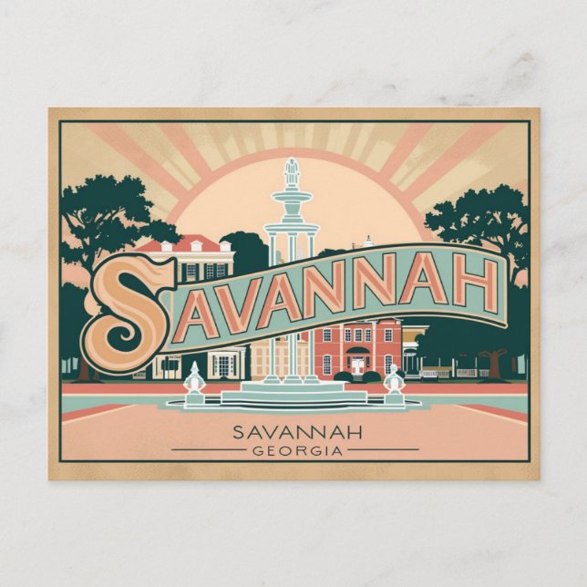 Retro and Vintage of Savannah, Georgia Postcard (Front)