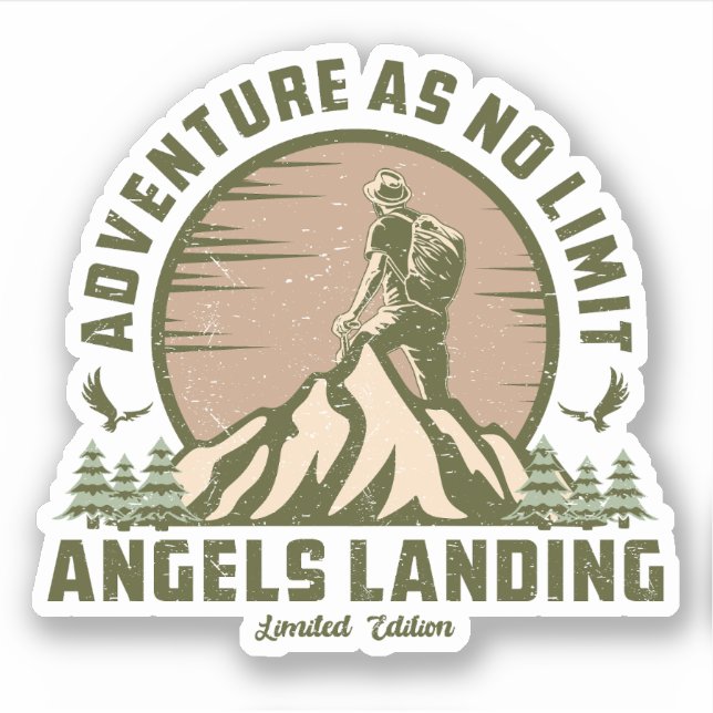 Retro Angels Landing Hike Sunset T-Shirt (Front)