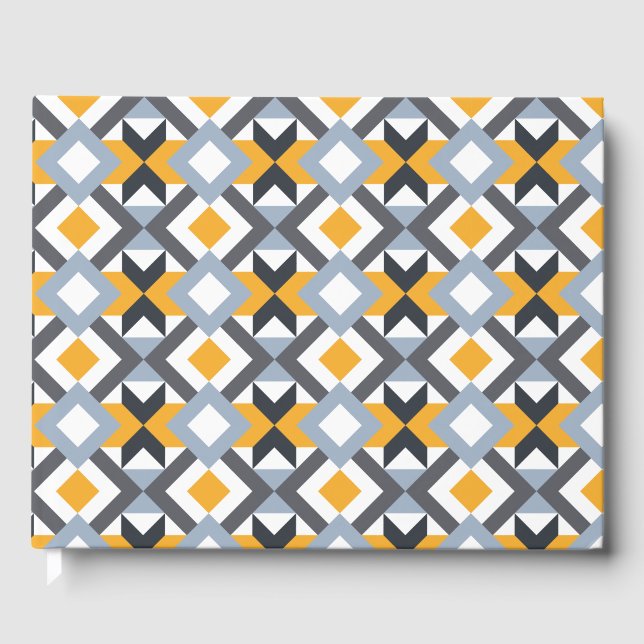 Retro Angles Abstract Geometric Pattern Guest Book (Front)