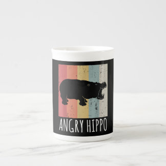 Retro Angry Hippo - Vintage Hippopotamus Bone China Mug