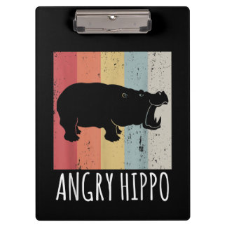 Retro Angry Hippo - Vintage Hippopotamus Clipboard