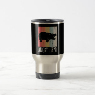 Retro Angry Hippo - Vintage Hippopotamus Travel Mug