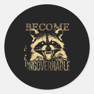 Retro Angry Raccoon Become Ungovernable Trash Pand Classic Round Sticker