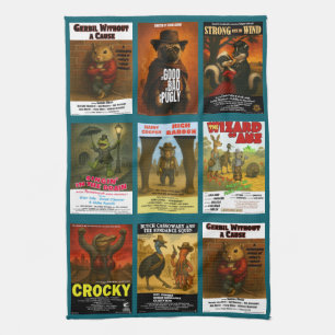 Retro Animal Movie Poster Parodies Kitchen Towel