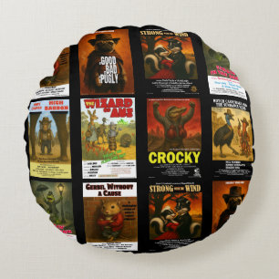 Retro Animal Movie Poster Parodies Round Pillow