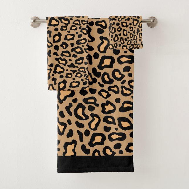 Retro Animal Print Leopard Bathroom Towels  (Insitu)