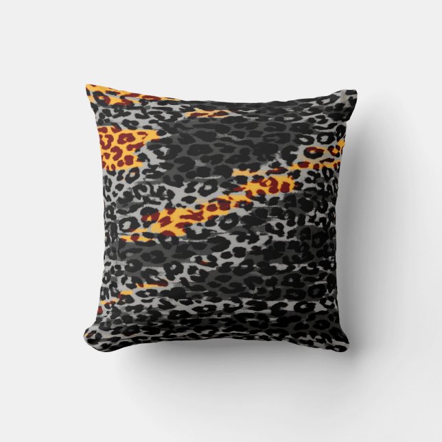 Retro animal print skin texture of leopard throw pillow (Front)