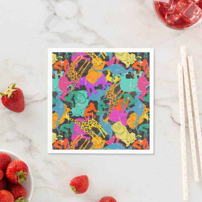 Retro Animal Silhouettes Pattern Napkin (Insitu)