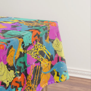 Retro Animal Silhouettes Pattern Tablecloth