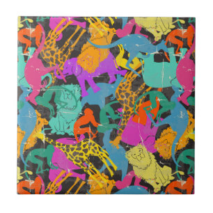 Retro Animal Silhouettes Pattern Tile