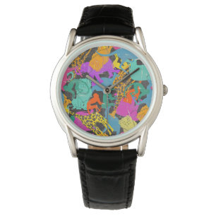 Retro Animal Silhouettes Pattern Watch