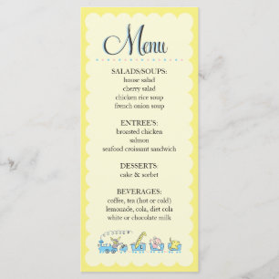 Retro Animal Train     Baby Shower Menu