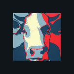 Retro Animal Wall Pop Art Cow Portrait Canvas Print<br><div class="desc">This poppy retro pop-art inspired art piece has our classic cow headshot in red white and blue. It's vegan to the core and a shout out to our bovine buddies. This hand drawn design by Armagarden uses modern colours to pop off any colour clothing you throw it on! Visit our...</div>