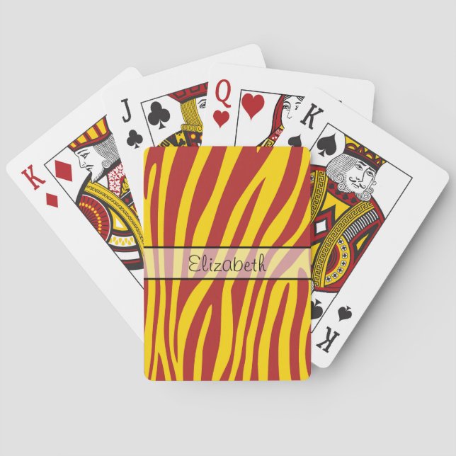 Retro animal zebra print 5 playing cards (Back)