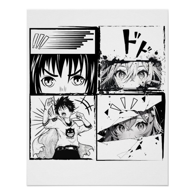 Retro Anime actions grids Poster (Front)