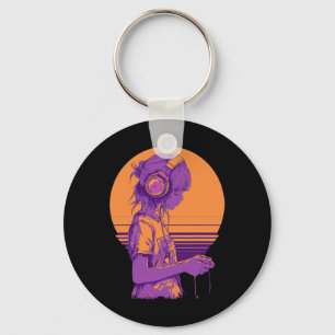 Retro Anime Gamer Girl Keychain