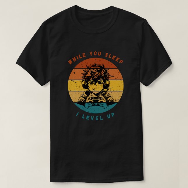 Retro Anime Gamer "I Level Up" Tee (Design Front)