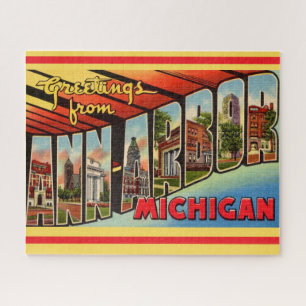 Retro Ann Arbor Michigan Jigsaw Puzzle